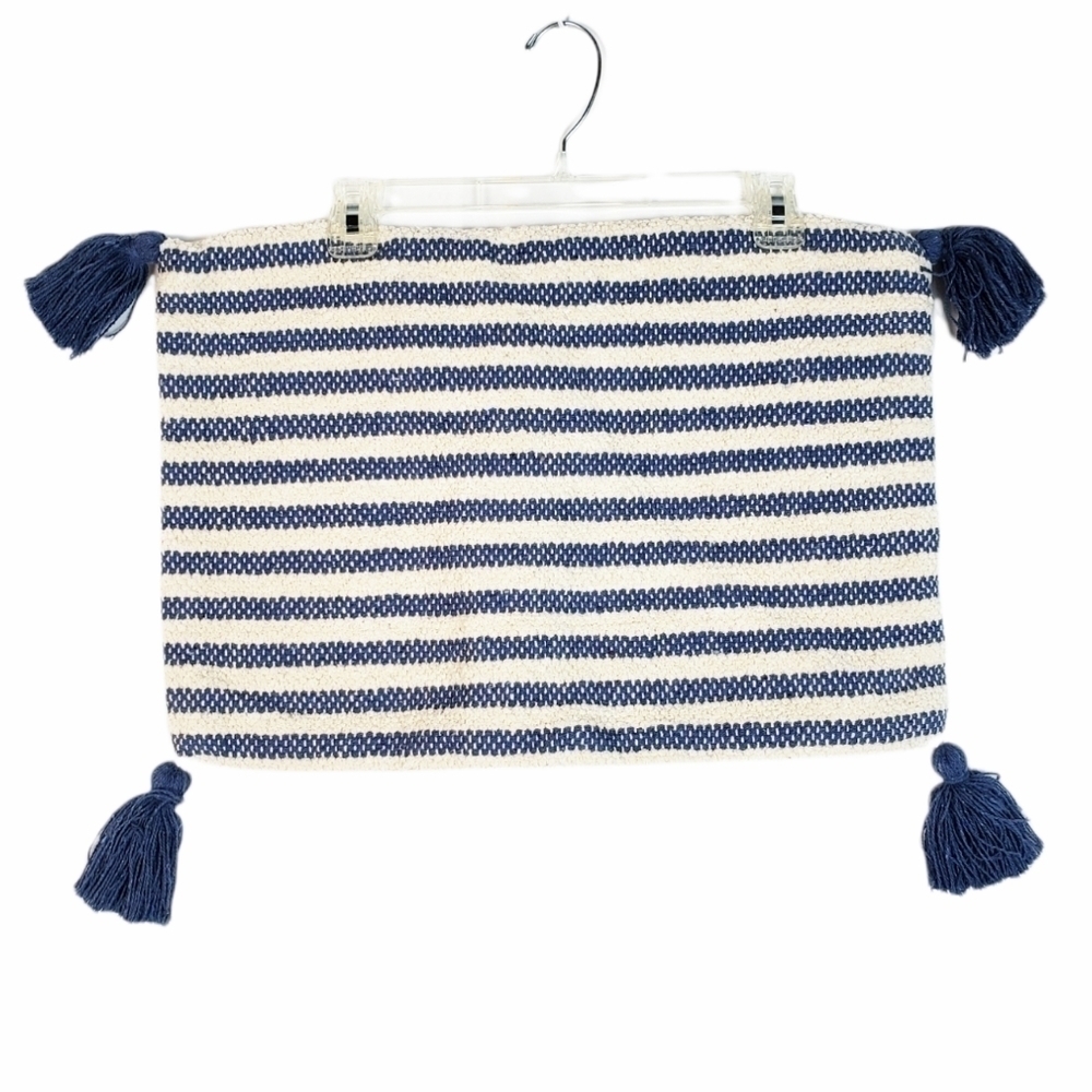 THRO textured accent pillowcase in stripe tassel NWT coastal grandma nautical